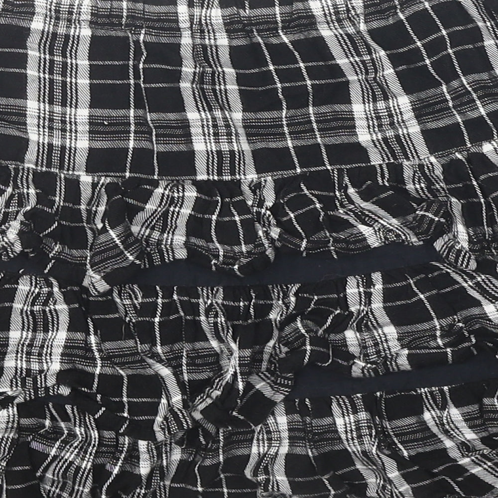 F&F Girls Black Plaid Viscose Mini Skirt Size 8-9 Years Regular