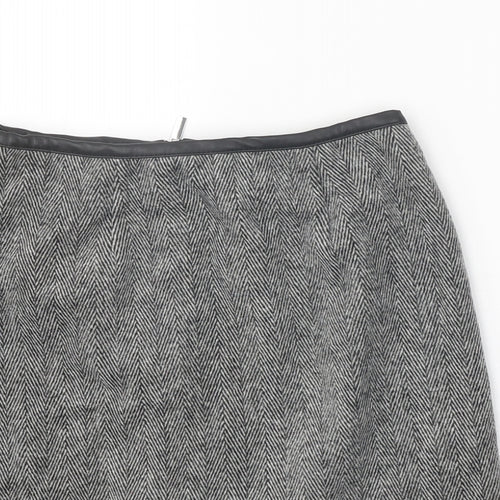 New Look Womens Grey Herringbone Polyester Mini Skirt Size 10 Zip