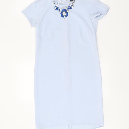 Atmosphere Womens Blue Polyester Shift Size 6 Boat Neck Zip
