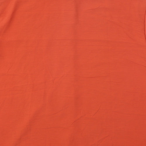 Preworn Womens Orange Polyester Basic Button-Up Size XL Collared