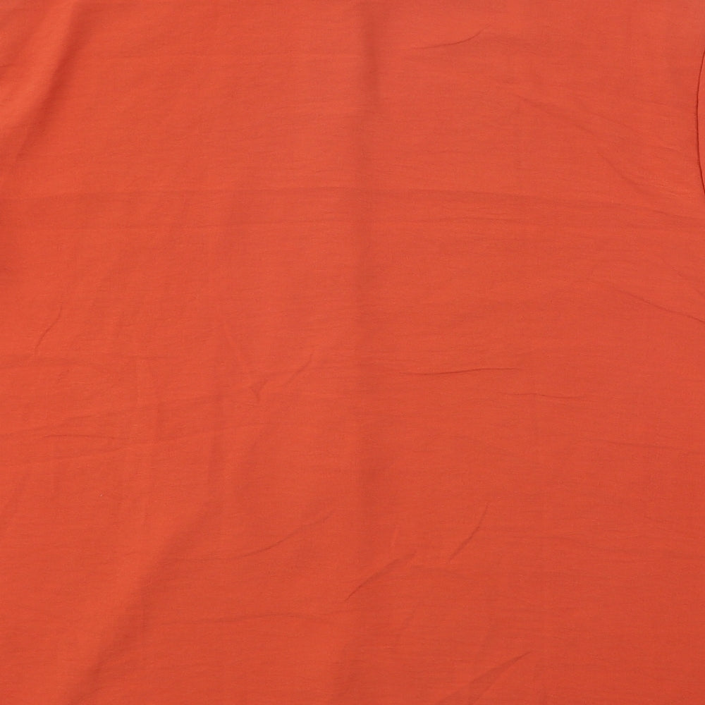 Preworn Womens Orange Polyester Basic Button-Up Size XL Collared