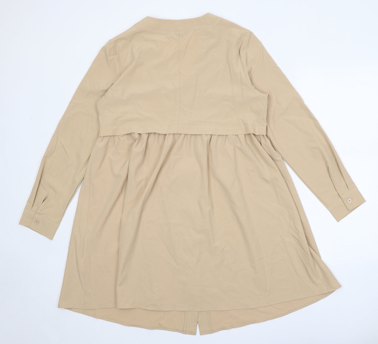SheIn Womens Beige Polyester Shirt Dress Size M V-Neck Button
