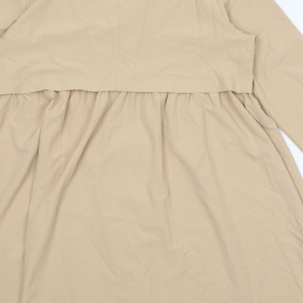 SheIn Womens Beige Polyester Shirt Dress Size M V-Neck Button