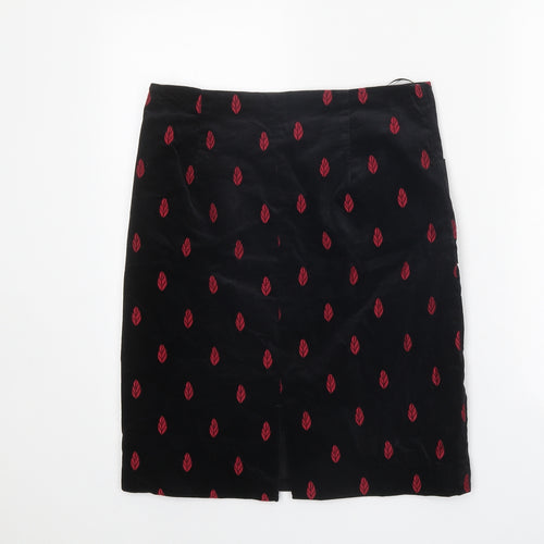 White Stuff Womens Black Geometric Cotton Straight & Pencil Skirt Size 30 in Zip