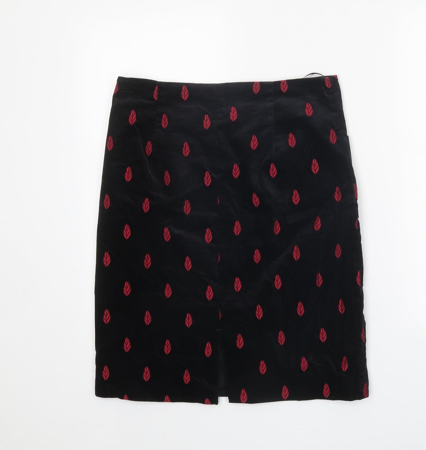White Stuff Womens Black Geometric Cotton Straight & Pencil Skirt Size 30 in Zip