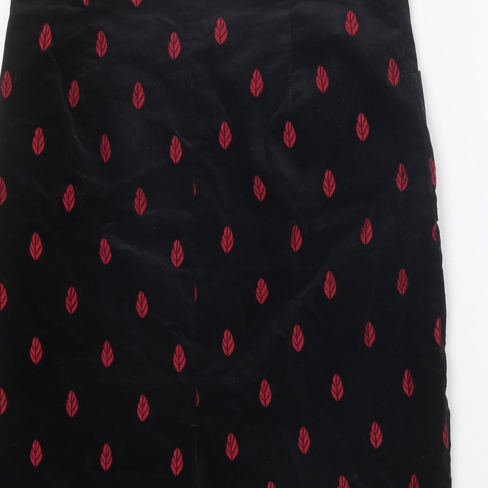 White Stuff Womens Black Geometric Cotton Straight & Pencil Skirt Size 30 in Zip