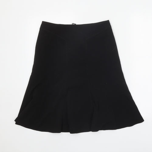 Marks and Spencer Womens Black Polyester Flare Skirt Size 8 Zip