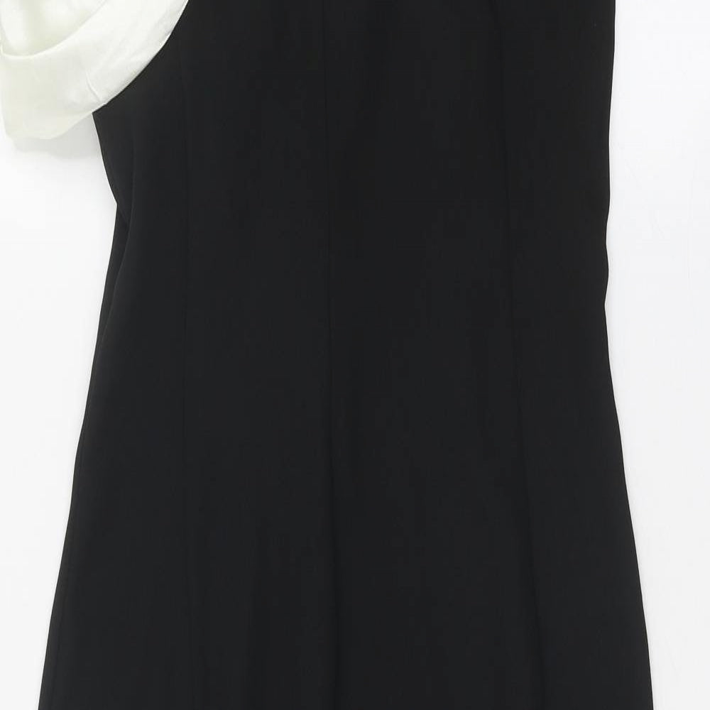 Wallis Womens Black Colourblock Polyester Sheath Size 10 Off the Shoulder Zip