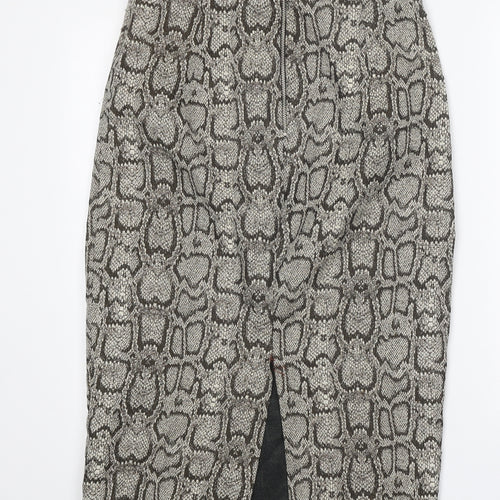 Zara Womens Grey Animal Print Polyester Straight & Pencil Skirt Size M Zip - Snake Print