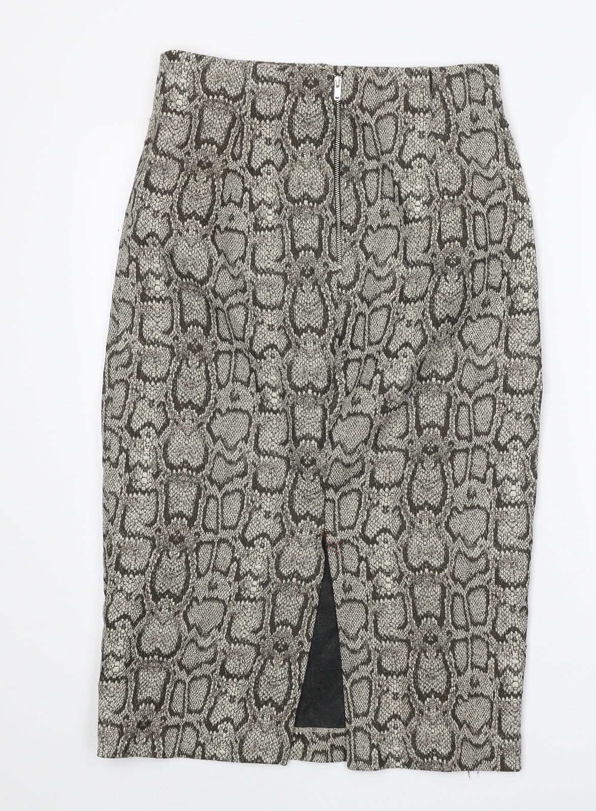 Zara Womens Grey Animal Print Polyester Straight & Pencil Skirt Size M Zip - Snake Print