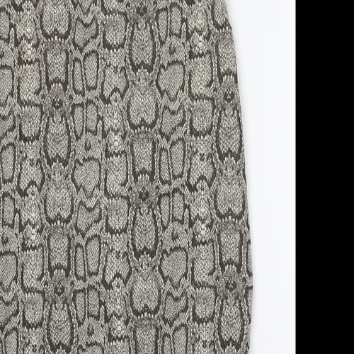 Zara Womens Grey Animal Print Polyester Straight & Pencil Skirt Size M Zip - Snake Print