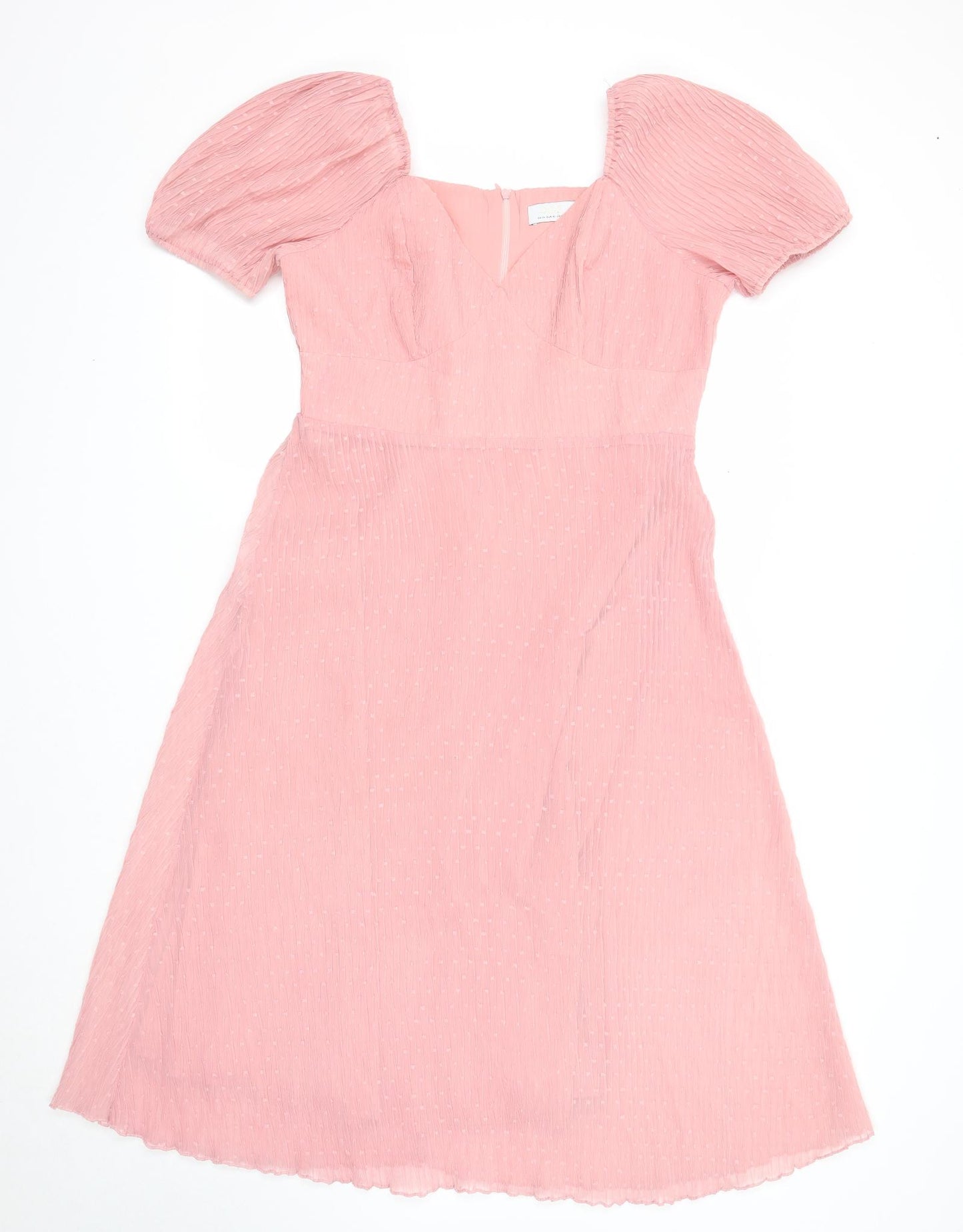 Quiz Womens Pink Polyester A-Line Size 14 V-Neck Zip