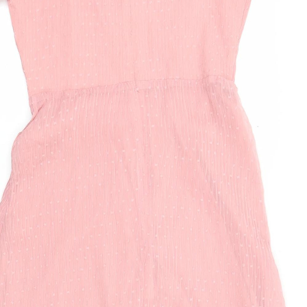 Quiz Womens Pink Polyester A-Line Size 14 V-Neck Zip