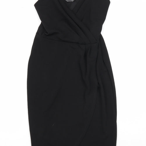 Miss Selfridge Womens Black Polyester A-Line Size 10 V-Neck Pullover