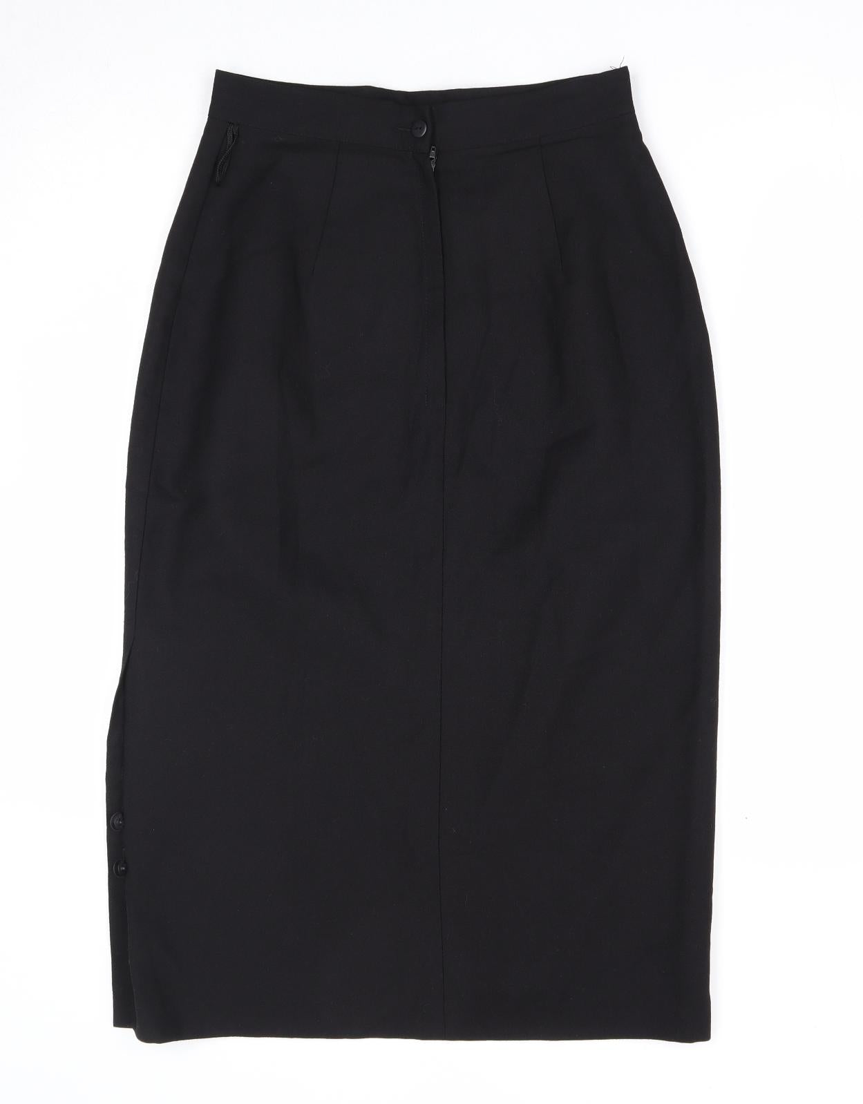 Richards Womens Black Polyester Straight & Pencil Skirt Size 12 Zip