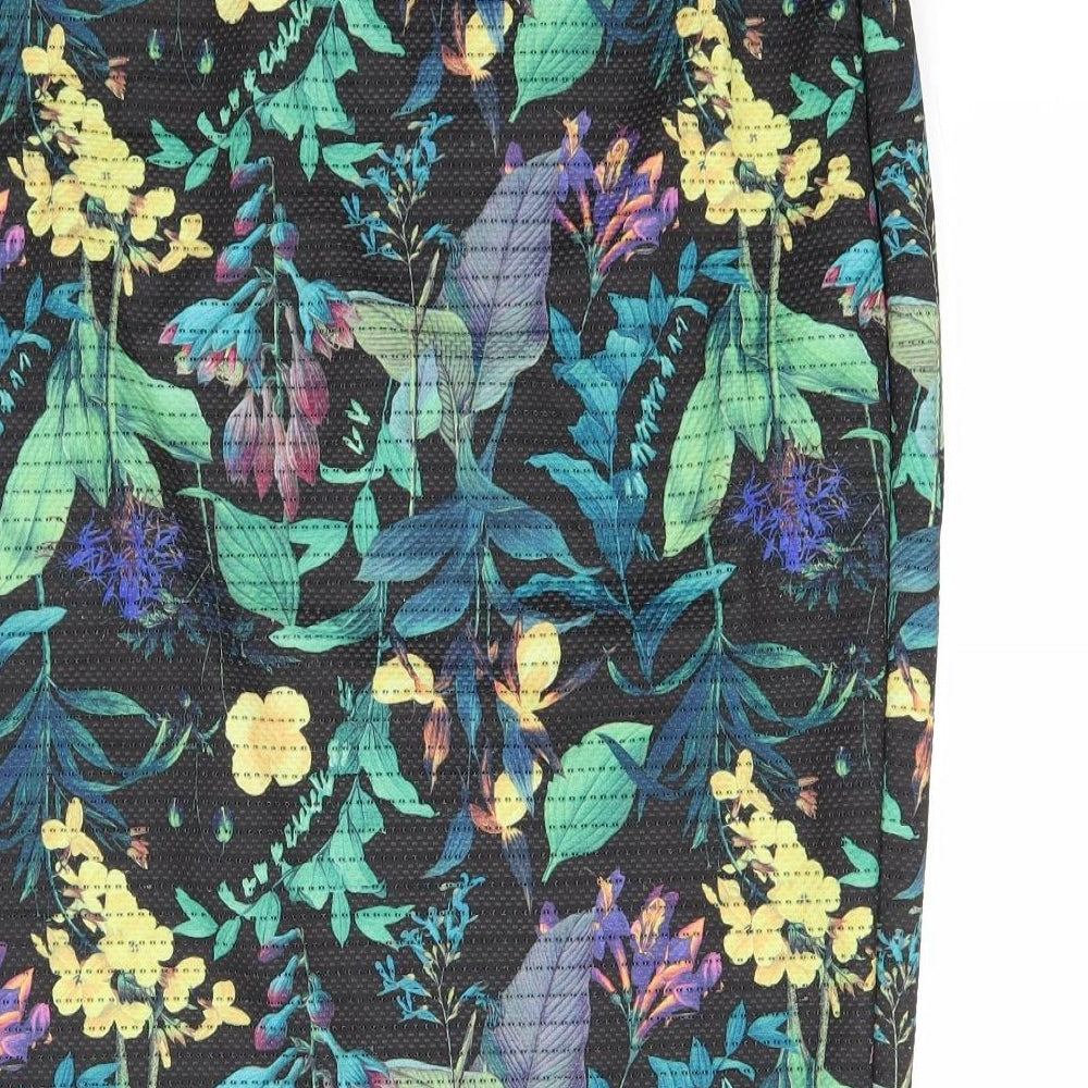 NEXT Womens Black Floral Polyester Straight & Pencil Skirt Size 16
