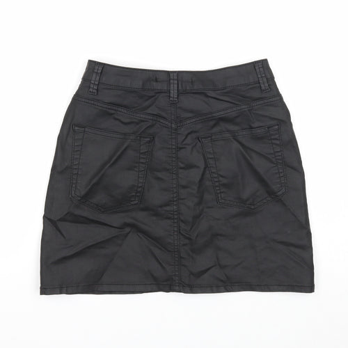 Very Womens Black Cotton Mini Skirt Size 8 Zip