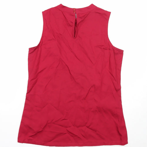 And Womens Red Lyocell Basic Tank Size 12 Round Neck