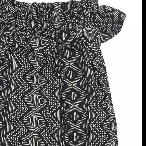 Atmosphere Womens Black Geometric Polyester Shift Size 14 Off the Shoulder Pullover