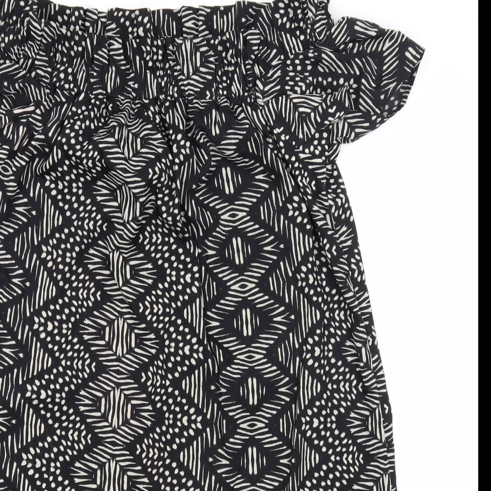 Atmosphere Womens Black Geometric Polyester Shift Size 14 Off the Shoulder Pullover