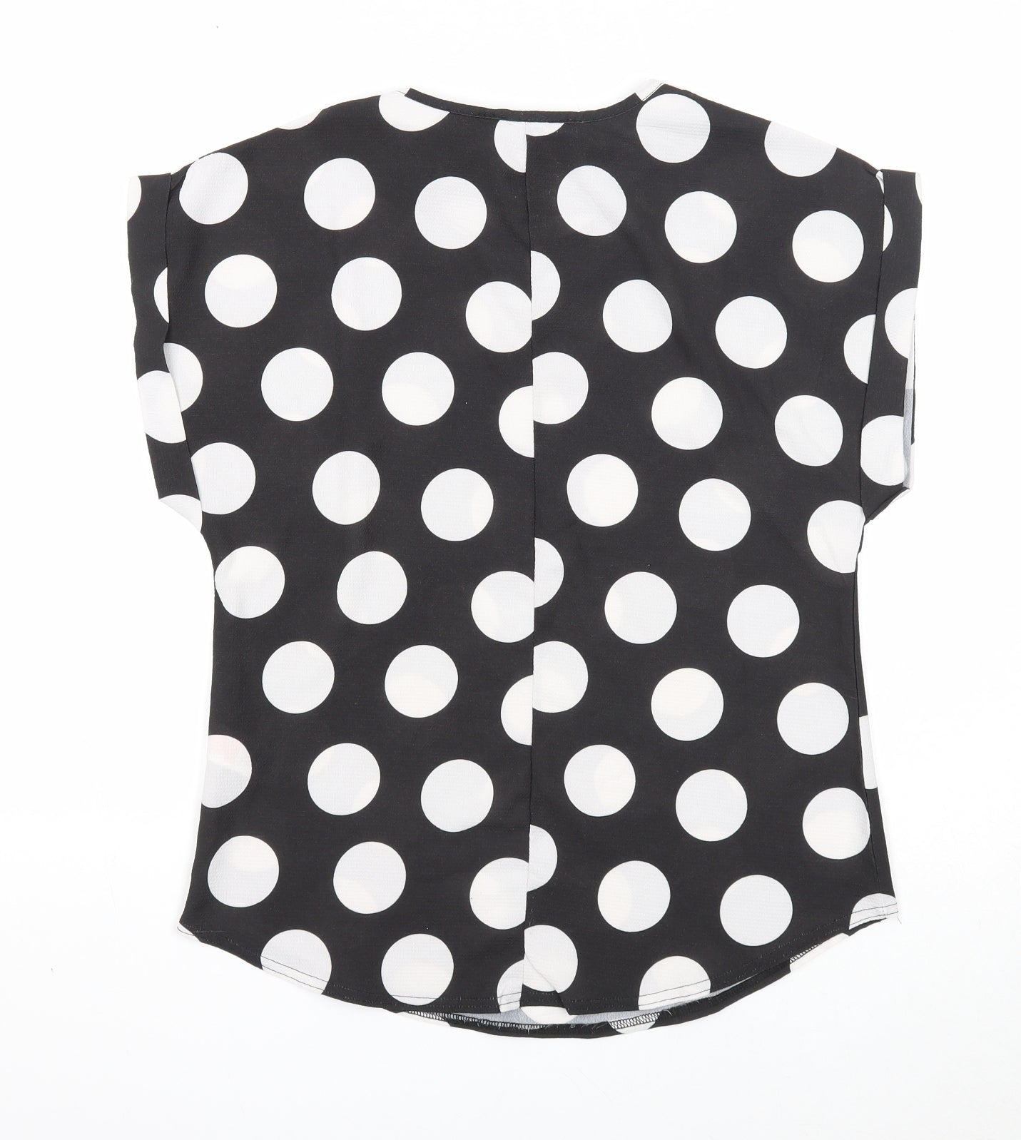 Pixie Girl Womens Black Polka Dot Polyester Basic T-Shirt Size 12 Round Neck