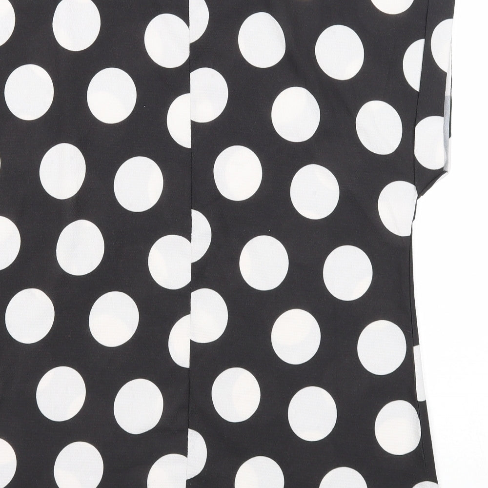 Pixie Girl Womens Black Polka Dot Polyester Basic T-Shirt Size 12 Round Neck