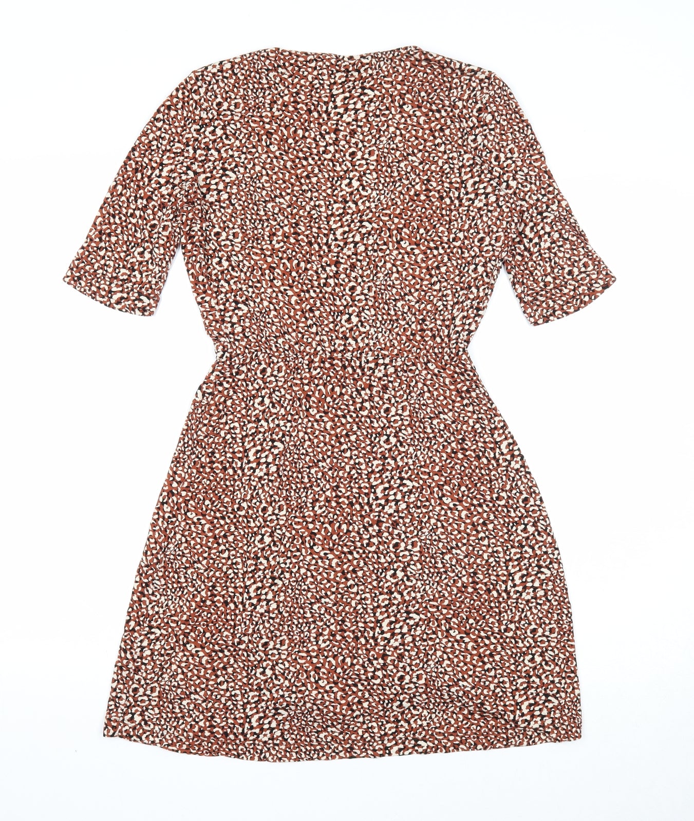 Stradivarius Womens Brown Geometric Polyester A-Line Size S V-Neck Pullover