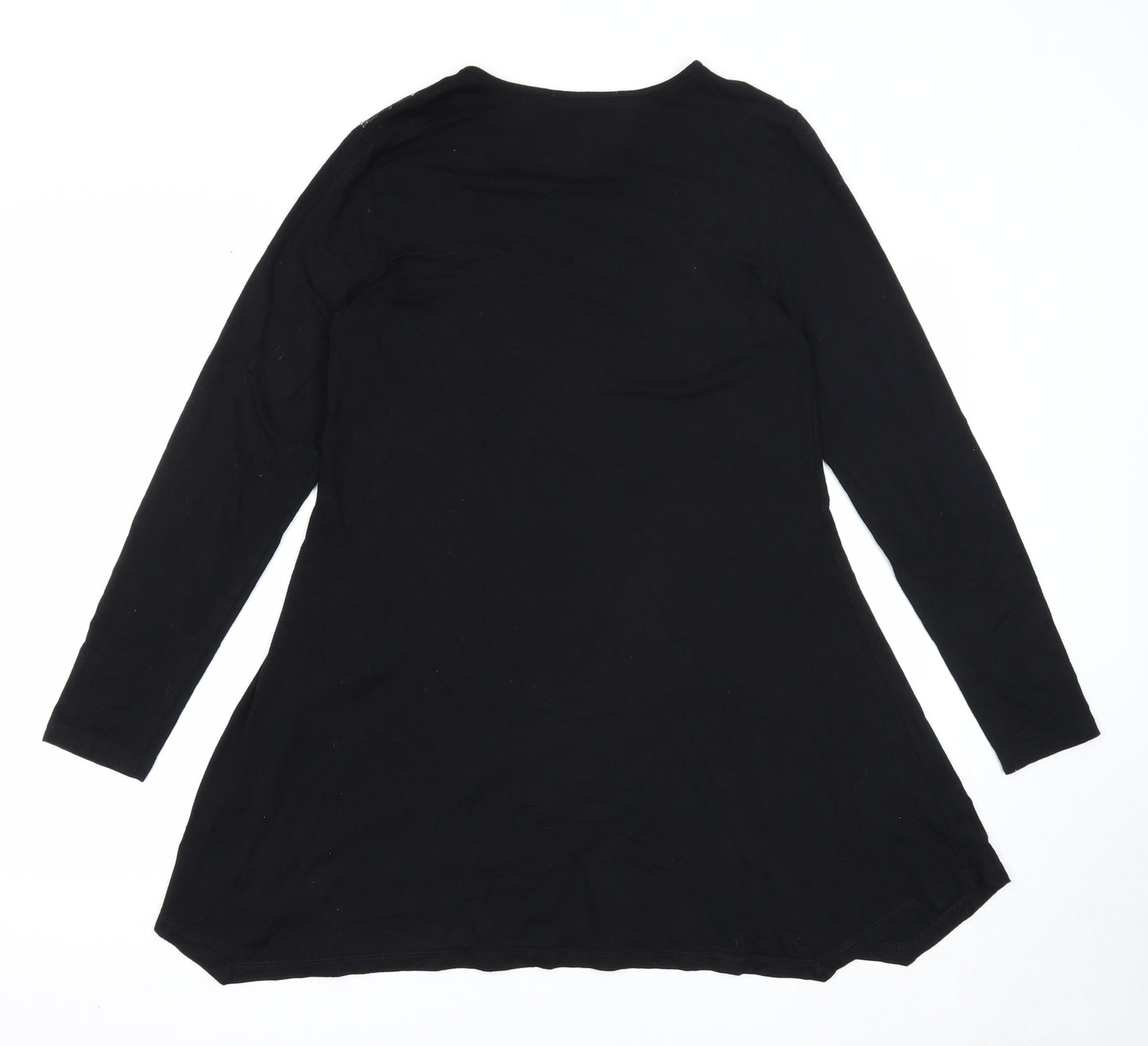LAUREN VIDAL Womens Black Geometric Viscose Trapeze & Swing Size S Round Neck Pullover