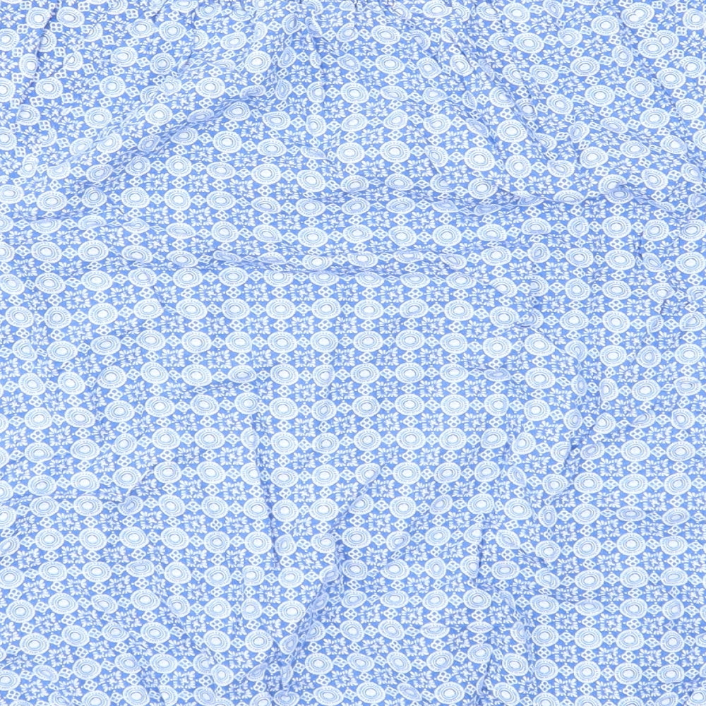 H&M Girls Blue Geometric Viscose Basic Blouse Size 13-14 Years Boat Neck Pullover