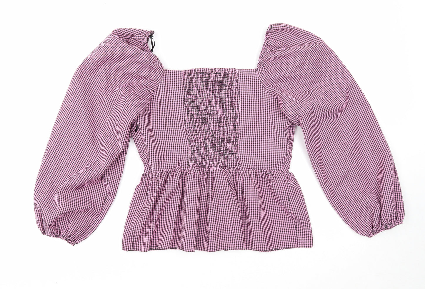 New Look Womens Purple Check Polyester Basic Blouse Size 12 Sweetheart