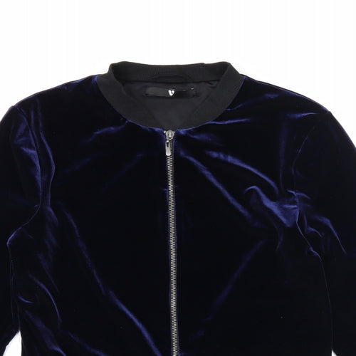 Very Womens Blue Bomber Jacket Jacket Size 8 Zip