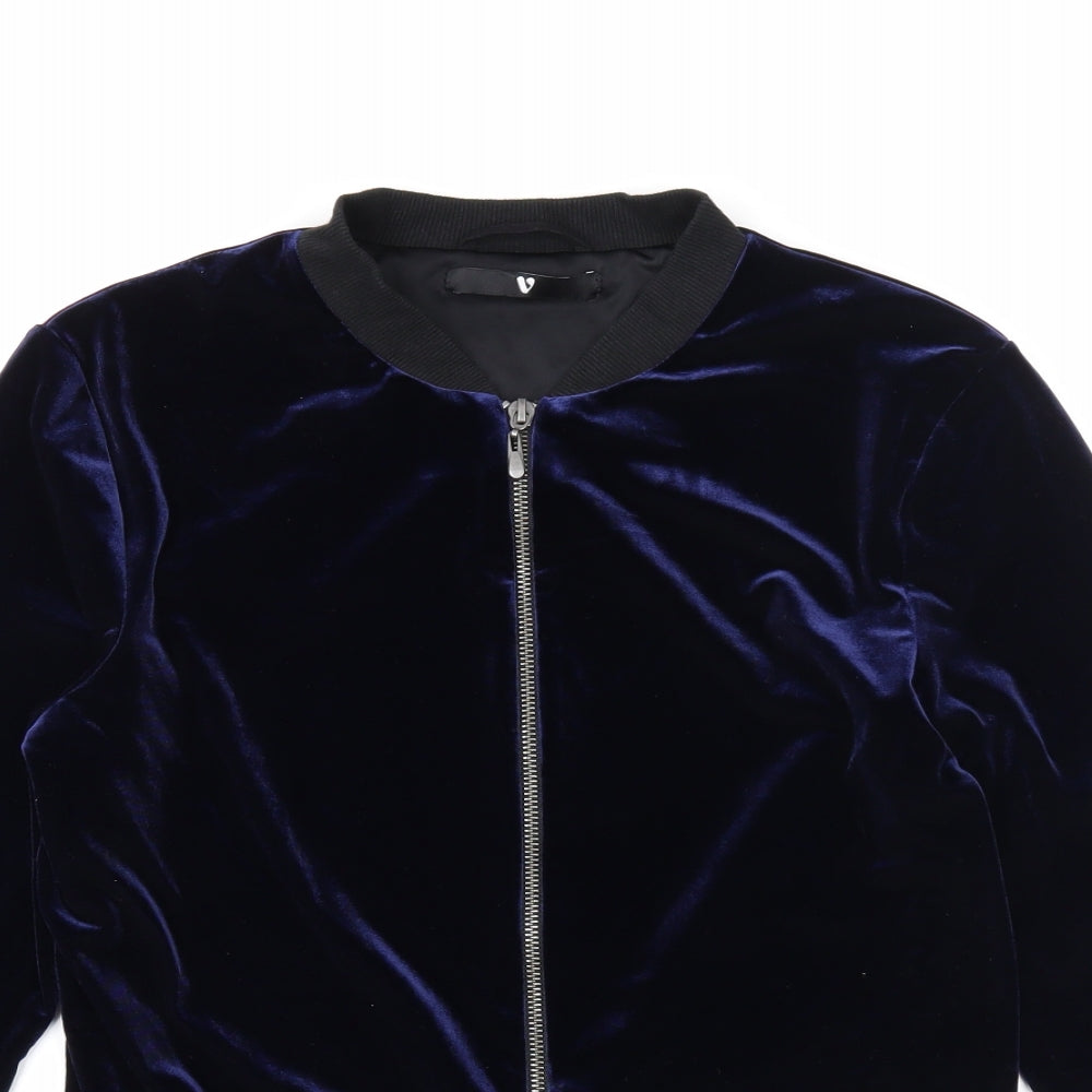 Very Womens Blue Bomber Jacket Jacket Size 8 Zip