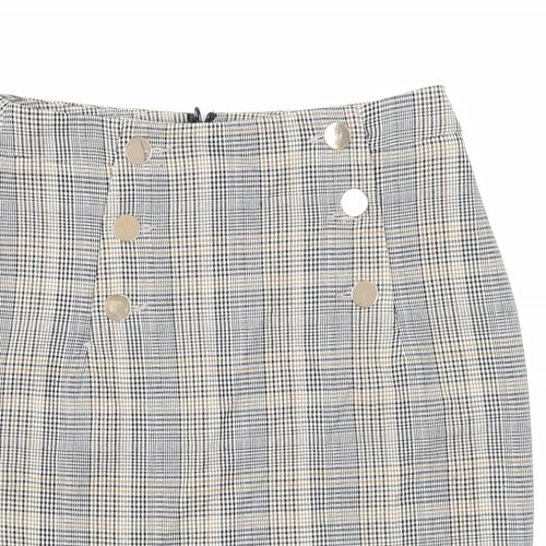 H&M Womens Multicoloured Plaid Polyester Straight & Pencil Skirt Size 8 Zip