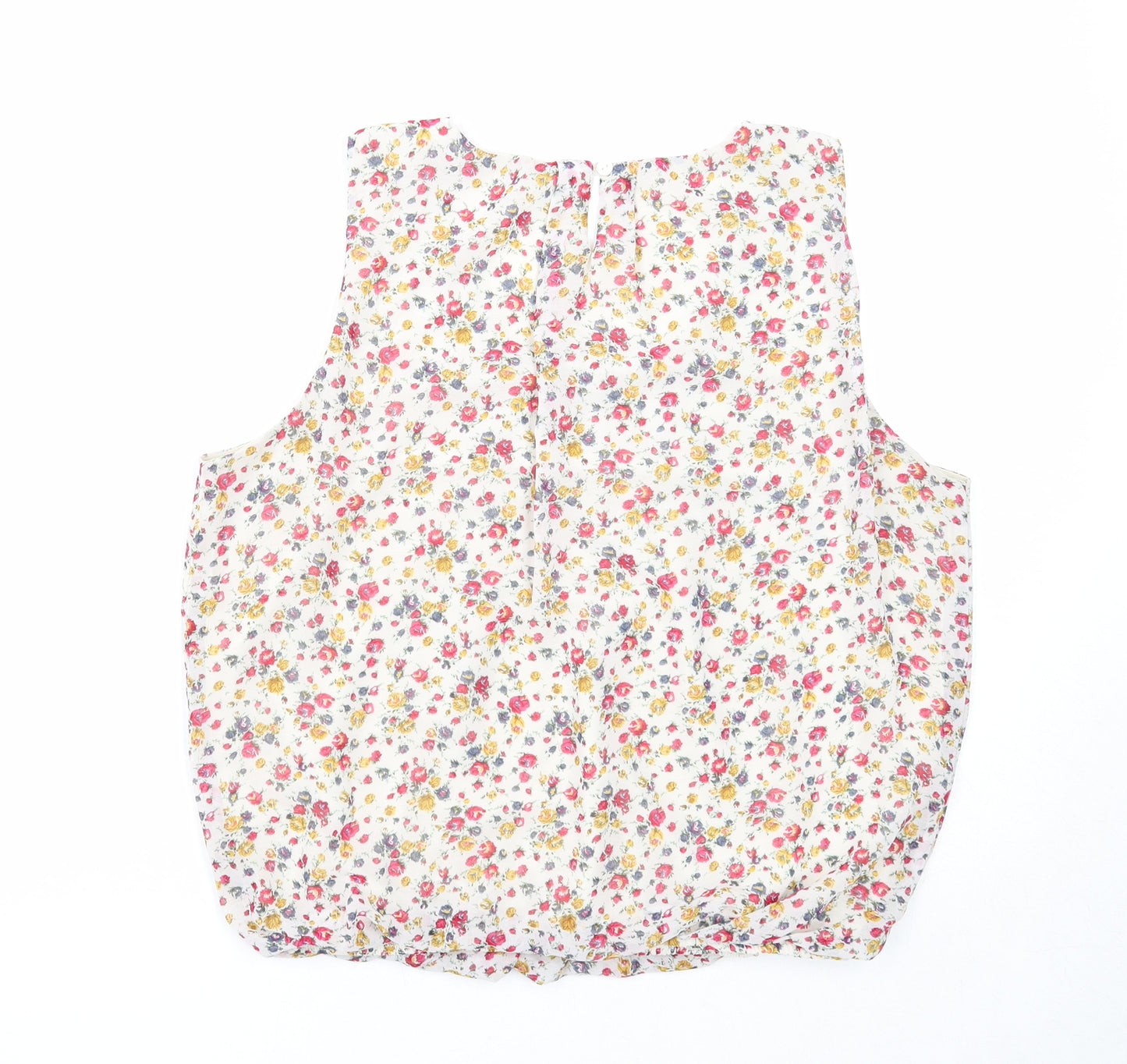 New Look Womens Beige Floral Polyester Basic Tank Size 10 Scoop Neck