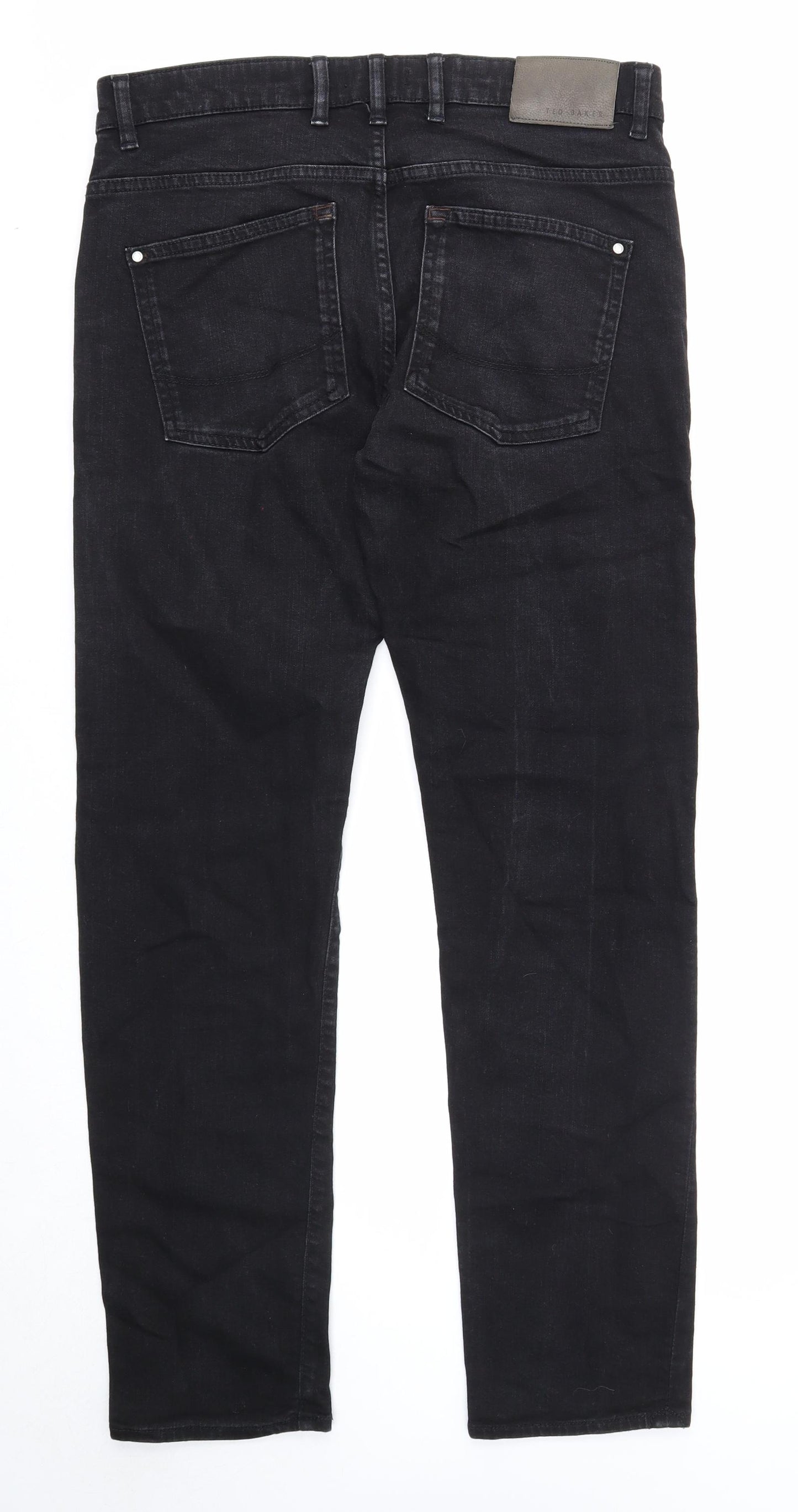 Ted Baker Mens Black Cotton Straight Jeans Size 32 in Regular Zip
