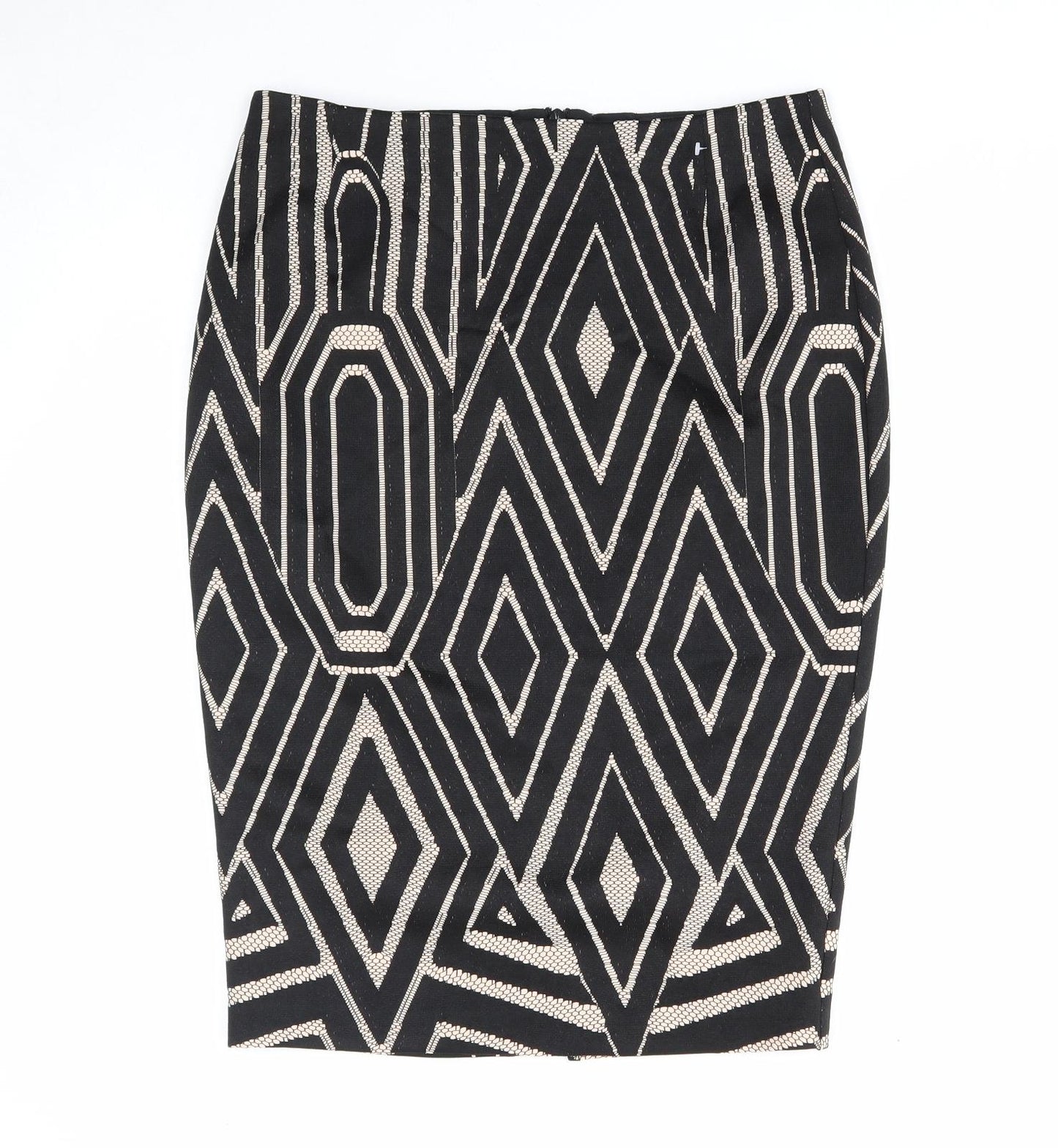 River Island Womens Black Geometric Polyester Straight & Pencil Skirt Size 14 Zip
