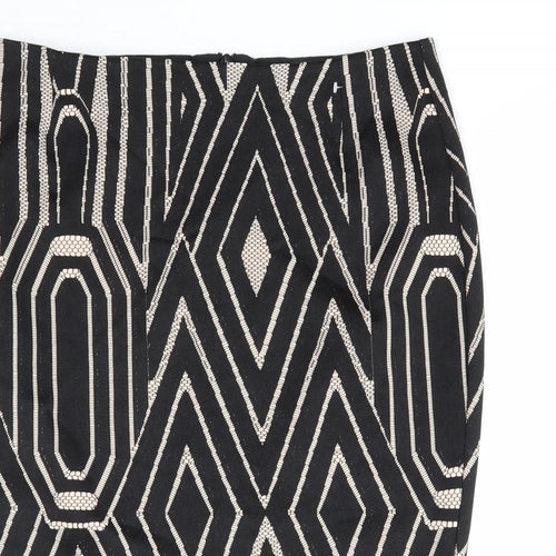 River Island Womens Black Geometric Polyester Straight & Pencil Skirt Size 14 Zip