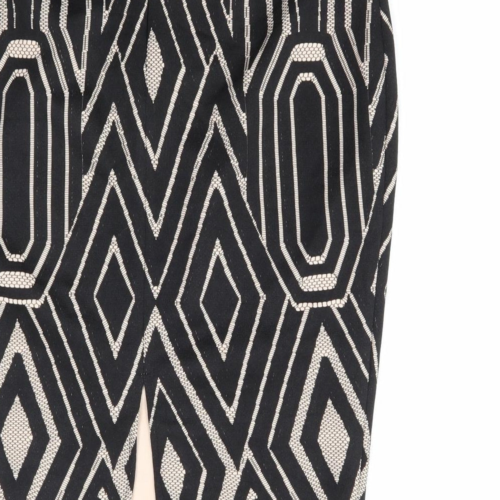 River Island Womens Black Geometric Polyester Straight & Pencil Skirt Size 14 Zip