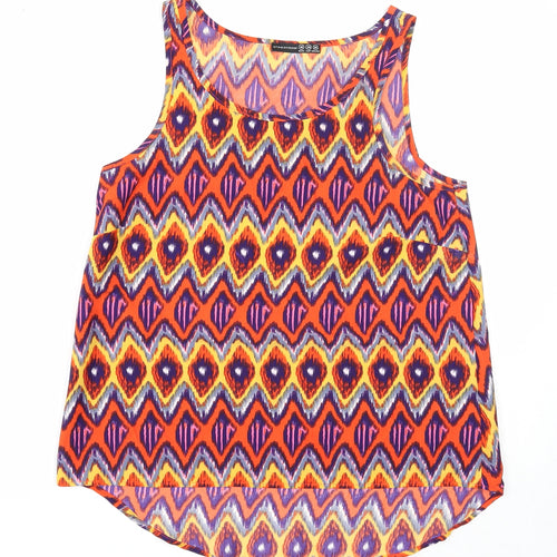 Atmosphere Womens Multicoloured Geometric Polyester Basic Tank Size 10 Round Neck