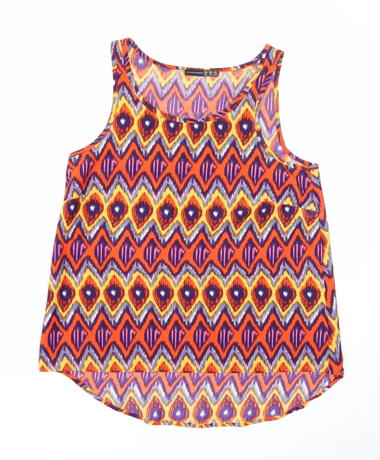 Atmosphere Womens Multicoloured Geometric Polyester Basic Tank Size 10 Round Neck