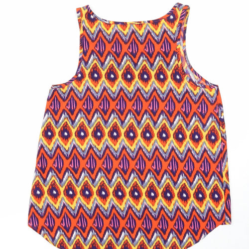 Atmosphere Womens Multicoloured Geometric Polyester Basic Tank Size 10 Round Neck