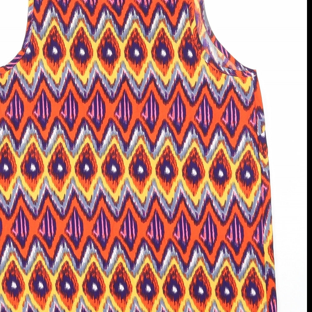 Atmosphere Womens Multicoloured Geometric Polyester Basic Tank Size 10 Round Neck