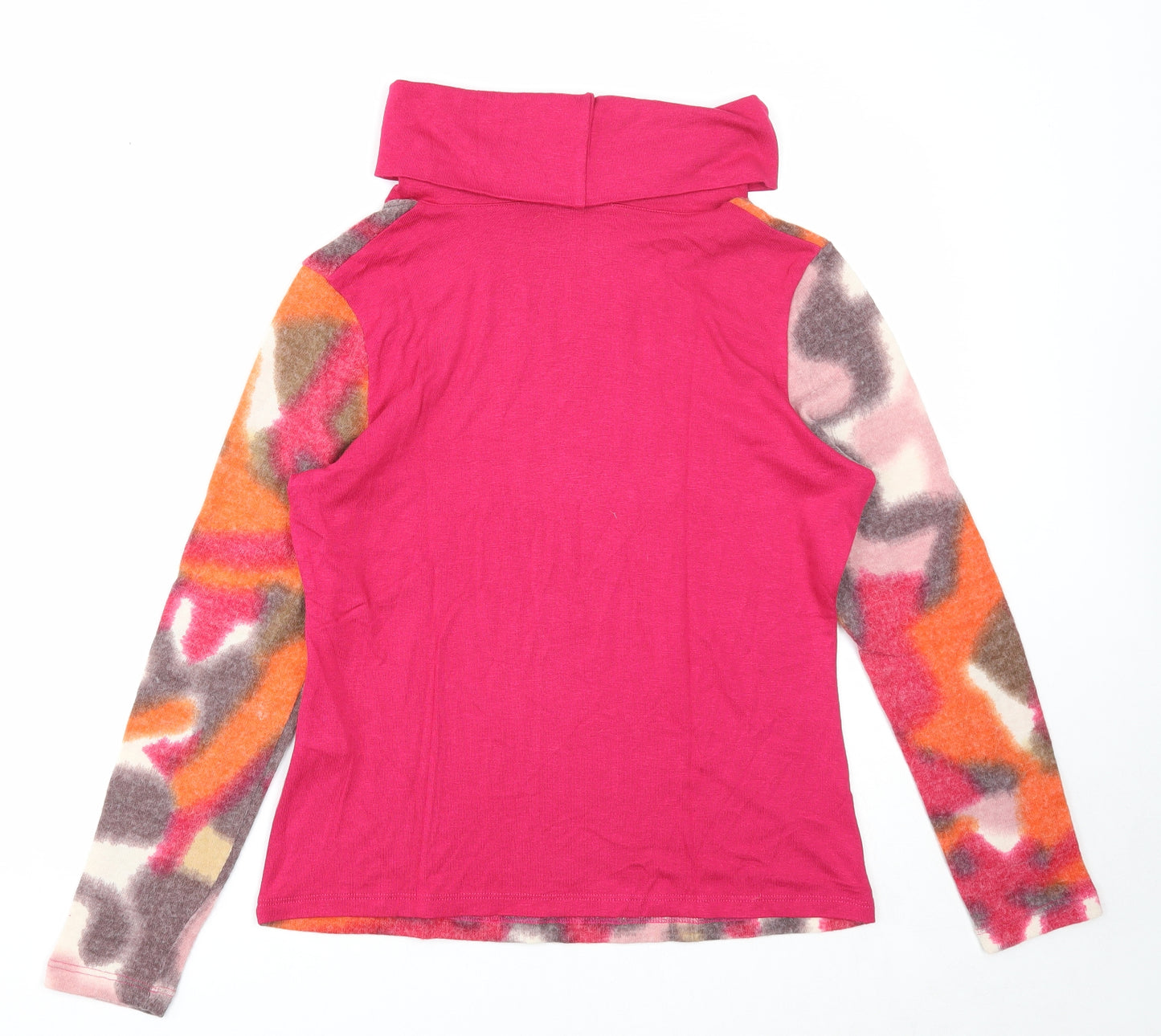 Viccio Womens Pink Roll Neck Geometric Acrylic Pullover Jumper Size 14