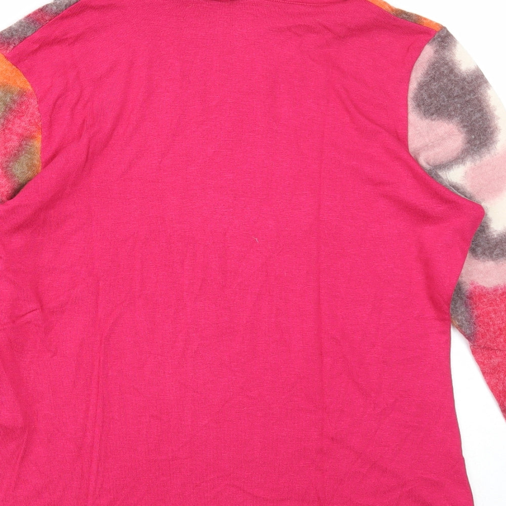 Viccio Womens Pink Roll Neck Geometric Acrylic Pullover Jumper Size 14
