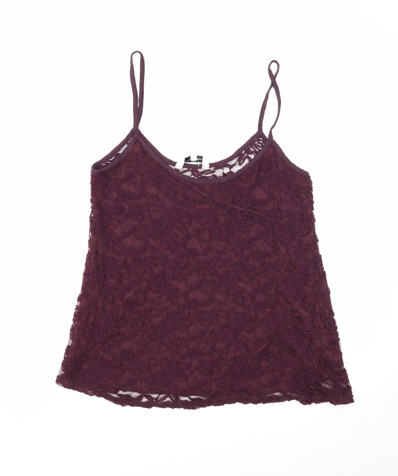 New Look Womens Purple Floral Nylon Basic Tank Size 16 Round Neck