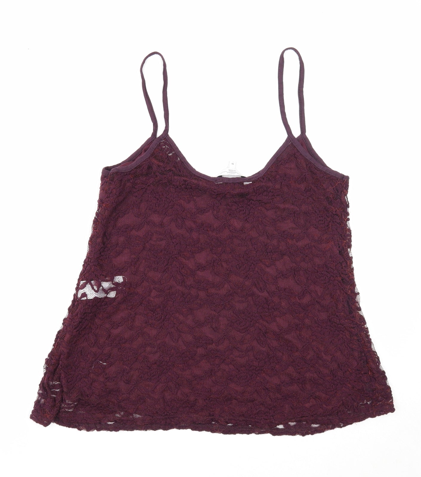 New Look Womens Purple Floral Nylon Basic Tank Size 16 Round Neck