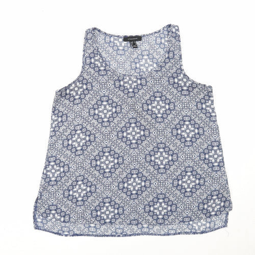 Atmosphere Womens Blue Geometric Polyester Basic Tank Size 12 Round Neck