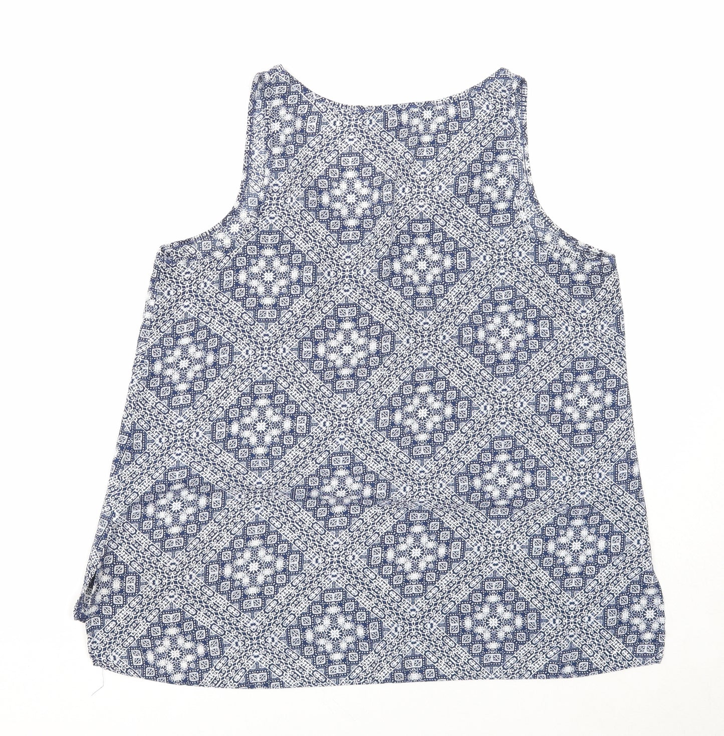 Atmosphere Womens Blue Geometric Polyester Basic Tank Size 12 Round Neck