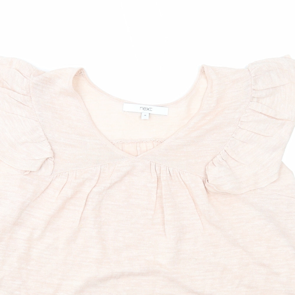 NEXT Womens Pink Acrylic Basic T-Shirt Size M V-Neck