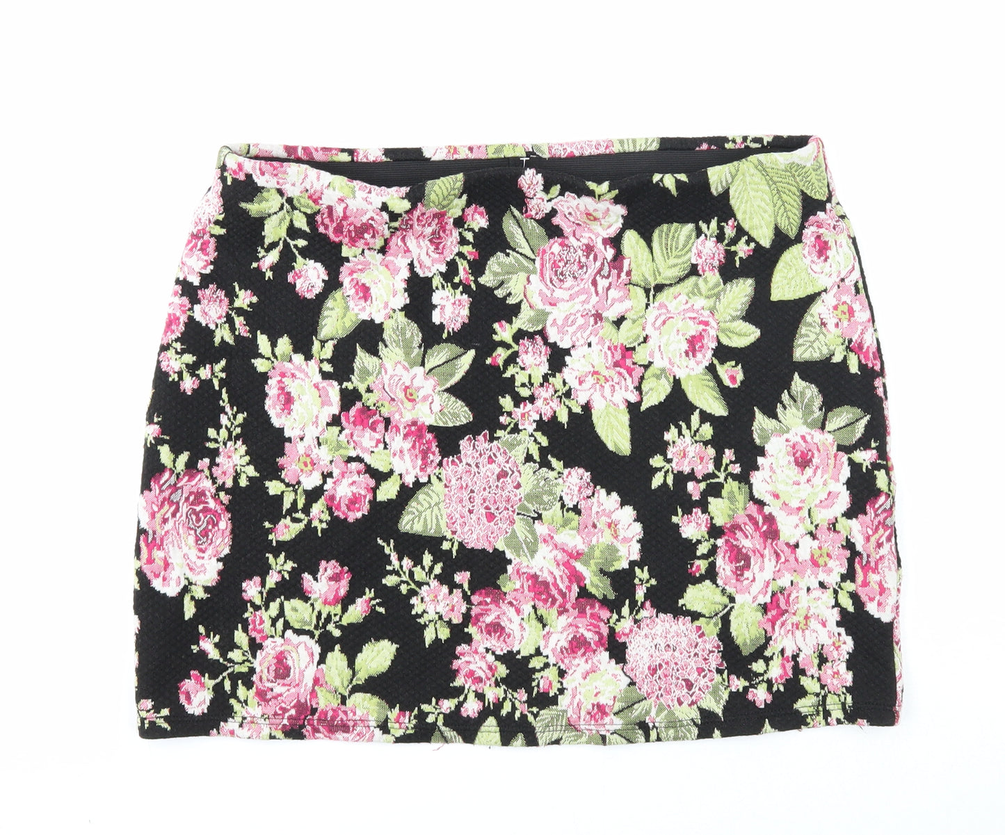 George Womens Black Floral Polyester Mini Skirt Size 16